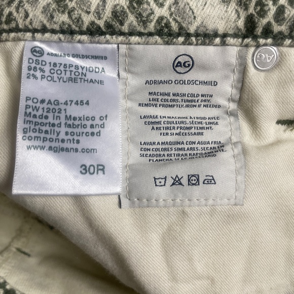 AG Adriano Goldschmied 30R Reptile Print Ivory Gray Cotton Blend Skinny Pockets - Picture 4 of 7